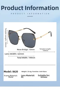 Detailed size specifications for black hexagon sunglasses with metal frame and UV400 lenses