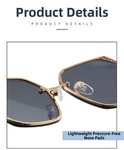 Detail of soft silicone nose pads on gold metal frames for lightweight comfort