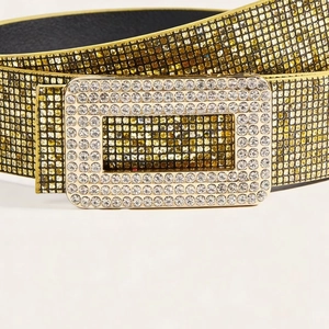 Luxurious gold sequin belt with rhinestone buckle for women winter coat and dress