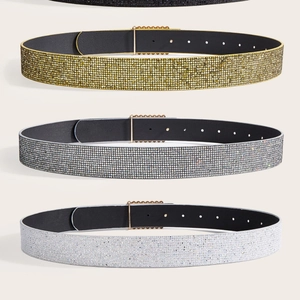 Cinture con strass da donna in oro, argento e grigio, eleganti cinture glitterate