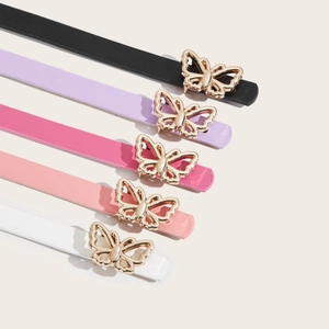 Kids' colorful skinny faux leather belts set with elegant golden butterfly buckles