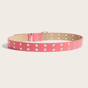 Ceinture rose punk avec œillets en étoile et boucle en métal pour décoration jeans