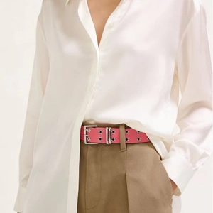 Ceinture en Similicuir Punk Œillets Étoile Boucle Double Ardillon Pour Femmes Mode Y2K Sangle Décorative Magenta