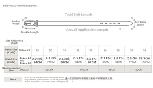 Size chart showing width and length measurements for women's gemstone buckle belts