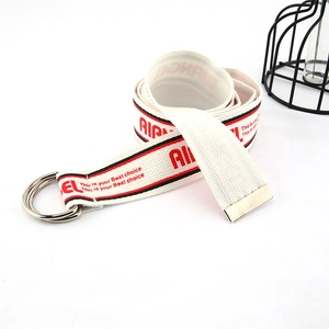 Unisex Casual Canvas Belt With Double D Ring Metal Buckle Striped Letter Print Woven Fabric Waistband For Men Women Students