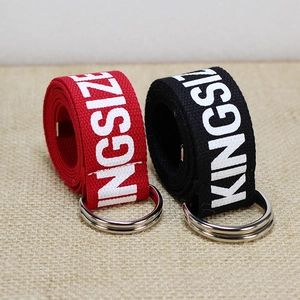 Cinturones de lona de nailon con hebilla de doble anilla D y estampado de letras KINGSIZE