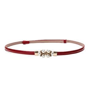 Cintura Sottile Donna In Pelle PU Con Fibbia Ad Incastro Di Künstliche Perle E Strass Cintura Regolabile Per Abiti