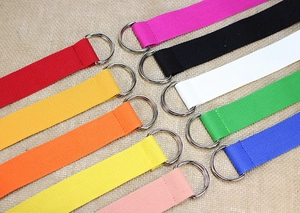 Ceintures en toile de nylon multicolores avec boucles métalliques doubles anneaux D