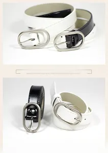 Detailed macro view of the silver matte buckle and fine leather texture of the belts