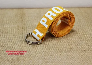 Ceinture en toile de nylon jaune avec boucle double anneau en D et lettrage H PROJ blanc