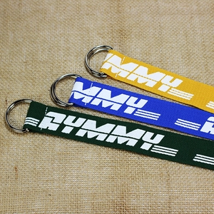 Fashionable nylon woven double D-ring belt with letter print in yellow, blue and green