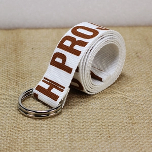 Ceinture Décontractée en Toile Tissée Boucle en D Double en Métal Style Streetwear Imprimé Lettres Ceinture Ajustable Femmes Hommes Accessoire Mode