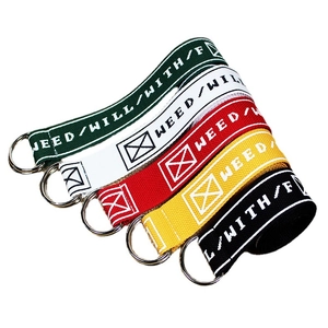 Multicolor nylon canvas belt with double D-ring buckles and street style letter patterns