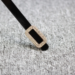 Elegant thin black patent leather belt for dresses with gold rhinestone buckle frame