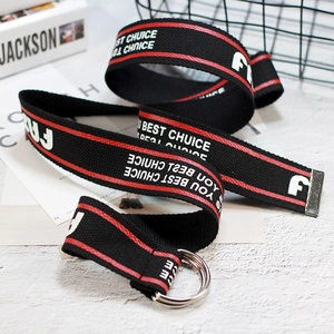 Ceinture Décontractée en Toile de Nylon pour Hommes Femmes Boucle Double Anneau en D Imprimé Lettres Rayée Accessoire de Mode