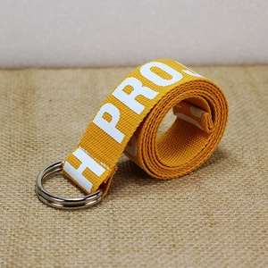 Ceinture en toile de nylon jaune gingembre avec boucle en métal à double anneau en D et imprimé