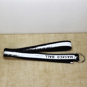 Ceinture tressée en nylon streetwear avec imprimé MASKED BALL et boucle en D argentée