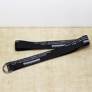 Ceinture tendance en nylon noir avec imprimé lettres blanches et boucle à double anneau D