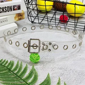 Fashion Women Transparent PVC Waist Belt Silver Metal Eyelets Square Pin Buckle Clear Grommet Strap Trendy Y2K Style Accessory
