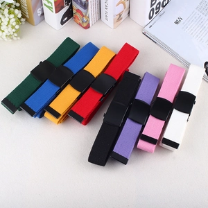 Multi-color nylon canvas belts with matte black buckles for jeans, set of 8 vibrant colors