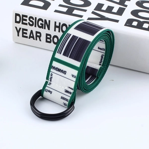 Ceinture en toile avec imprimé de carte d'embarquement Shanghai et boucle double D