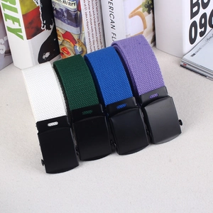 Canvas nylon belts in four colors with matte black buckles for jeans and casual wear