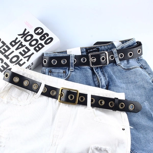 Ceinture à Oeillets Style Punk Pour Femmes Hommes Cuir PU Mode Street Style Sangle de Taille Métallique Pour Jeans Décor Décontracté