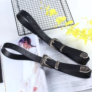 Women's Vintage Western Belt PU Leather Alloy Engraved Pin Buckle Waist Belt Bohemian Decorative Belt For Dresses Jeans