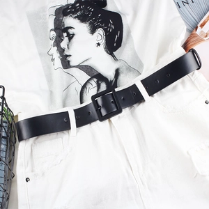 Minimalist Women PU Leather Belt With Matte Black Square Pin Buckle All Match Casual Fashion Dress Waist Belt For Jeans
