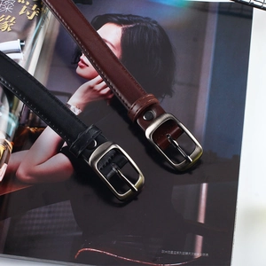 Ceintures femme en cuir PU noir et marron avec boucles à ardillon en métal brossé
