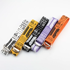 Five assorted vibrant canvas belts with double D-ring buckles and street style letter prints