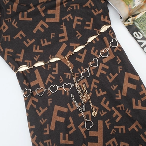 Vintage Metal Heart Leaf Waist Chain For Women Adjustable Gold Silver Plated Belt Decorative Chain For Dresses Jewelry