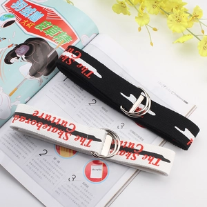Fashionable nylon canvas belt set in black and white with double D-ring buckles