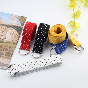 Fashion Polka Dot Nylon Webbing Belt With Double D-Ring Buckle Unisex Printed Canvas Style Waist Strap For Jeans