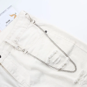 Catena per pantaloni hip-hop in metallo argento con chiusure per uno stile street