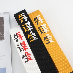 Minimalist canvas belts with double ring buckle in white, black, and yellow colors