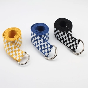 Trois ceintures en toile de nylon à carreaux jaune, bleu et noir avec boucle à double anneau D