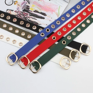 Ceinture en Toile Mode Avec Oeillets Métalliques Dorés Boucle à Ardillon Unisexe Ceinture Tissée pour Streetwear Décontracté