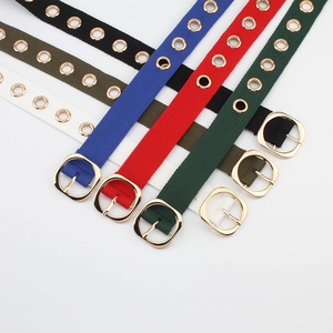 Ceinture unisexe en toile avec œillets métalliques dorés en plusieurs couleurs et boucle