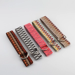 Versatile nylon canvas belts with double D-ring buckles in five diverse colorful patterns