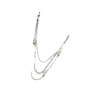 Double-layered silver metal wallet chain with lobster clasps for streetwear punk style