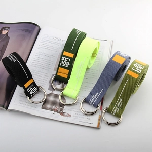 Trend canvas waist belts with double D-ring buckles in black green and yellow colors