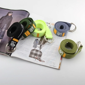 Unisex canvas belts with double D-ring buckles and text print in five various colors