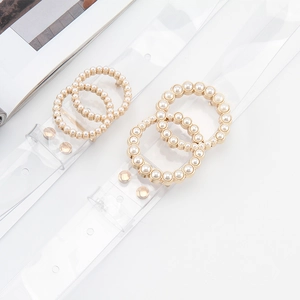 Cintura in PVC Trasparente da Donna Fibbia Dorata ad Anelli Intrecciati con Künstliche Perle Cintura Chiara per Jeans e Abiti