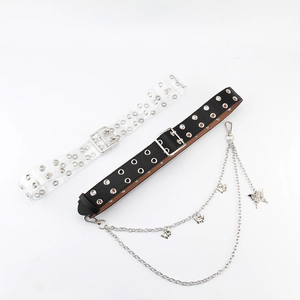 Punk Stil Doppelreihige Ösen Transparentes PVC Schwarz PU Leder Gürtel Mit Abnehmbarer Schmetterling Dorn Metall Hosenkette Für Jeans Damen Herren