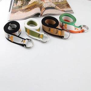 Fashion canvas belts with butterfly print and double D-ring buckles in multiple colors