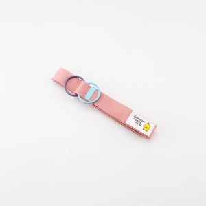 Pink woven canvas belt for kids with colorful double D-rings and cute duck patch