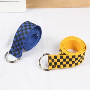 Ceintures en toile à carreaux à la mode avec boucles doubles anneaux en D pour adultes
