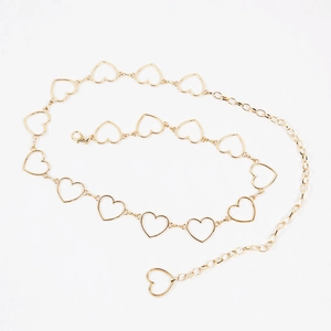 Chaîne de taille dorée pour femme avec maillons en forme de cœur et fermoir mousqueton