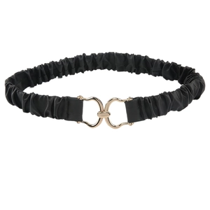 Cintura elastica nera da donna con fibbia metallica dorata elegante per vari vestiti